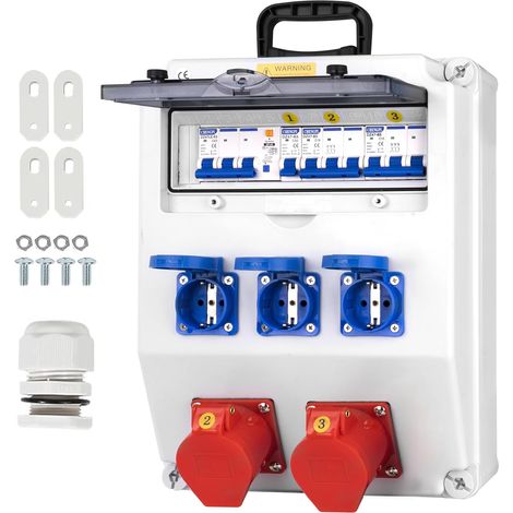 Coffret Electrique IP65 avec Prises schuko et prises CEE,Prise Exterieure Etanche Coffret de Chantier,Distributeur de Courant Électrique avec Disjoncteur pour Usage Extérieur et Intérieur (1/5)