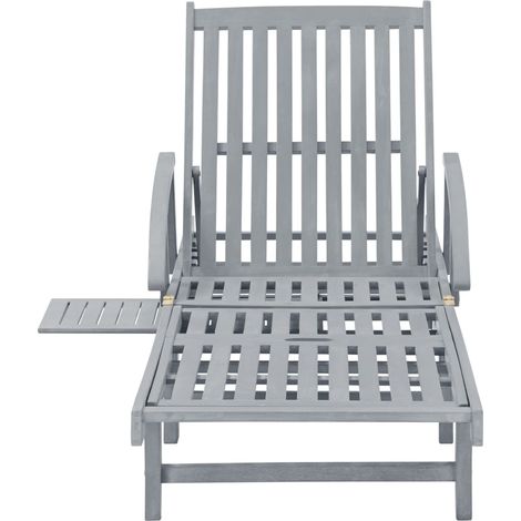 vidaXL Garden Sun Lounger Grey Solid Acacia Wood