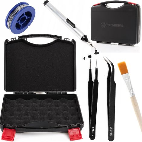 Set: Etui + Dose + 2 Pinzetten + Vakuumzange