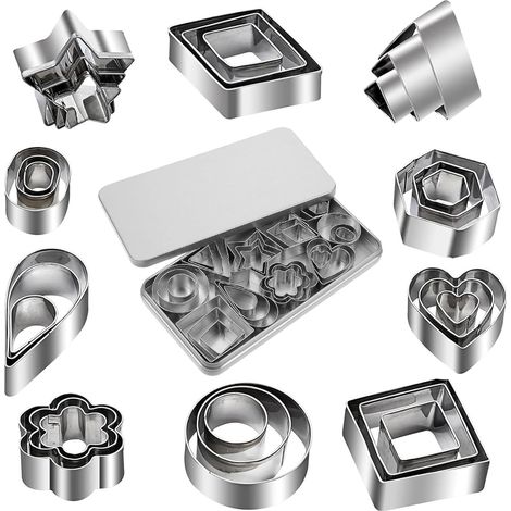 30 Pièces Emporte Piece Acier Inoxydable, Emporte Piece Patisserie Motifs Géométriques, Avec Boîte de Rangement, Moule Biscuit pour Pâtisserie Maison Biscuits Gâteaux Cookies Bonbons (1/5)