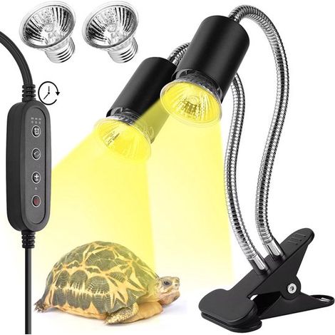 Lámpara de calor para reptiles con función de atenuación，Foco de calor UVA + UVB E27 de largo alcance，Compatible con bombillas，Negra (1/5)