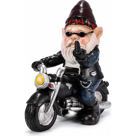 Nain Jardin Moto Cadeau Anniversaire Collègue Statue Nain Jard in Humour Nain Jardin Doigt honneur Sculptures Statues Ja rdin (1/5)