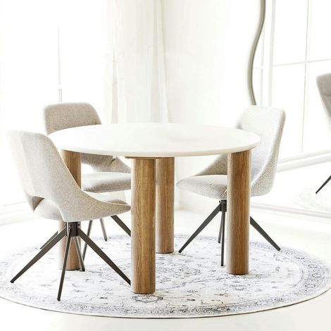 Table à manger ronde aspect ciment clair ø120 cm KNOX (1/5)