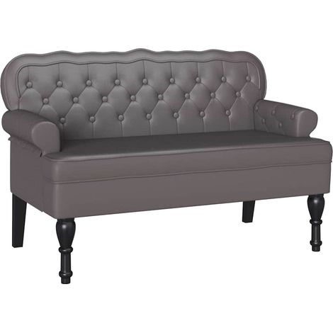 Banco Chesterfield Gris 119,5 x 64,5 x 75 cm Cuero sintético vidaXL