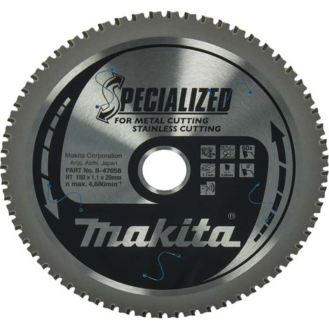 Makita – Lame de scie circulaire pour acier inoxydable 150x20 mm – 60 dents – Coupe nette sans éclat – B47058 (1/5)
