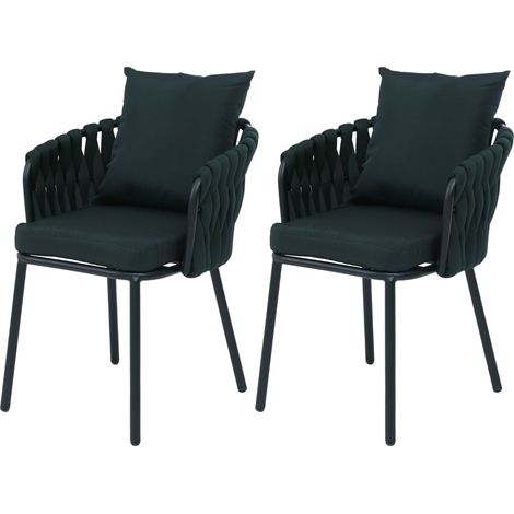 Lot de 2 chaises de jardin en aluminium HWC-P89, fauteuils de jardin, chaise d'extérieur, tissu/text (1/2)