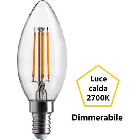 LAMPADINA OLIVA A LED 4,5W LUCE CALDA 2700K 470 LUMEN E14 DIMMERABILE BOT