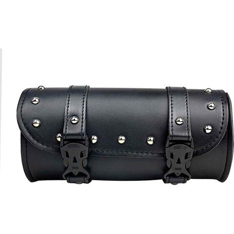 Sacoche de selle universelle pour moto, cuir noir - imperméable ou résistante à la chaleur (8,27 x 3,94 x 3,94 pouces), (1/5)