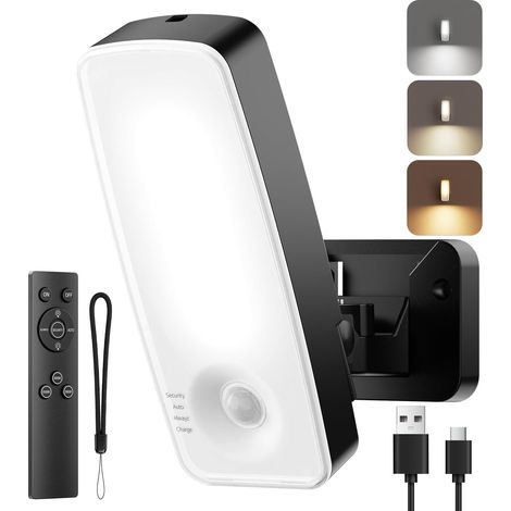 12000mAh Applique Exterieur avec Detecteur De Mouvement, Lumière extérieure à détecteur de mouvement, appliques murales rechargeables avec Télécommande, IP65 Imperméable (1/5)