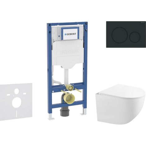 Geberit Duofix - Set Vorwandelement, Kompakt-WC-Gaia mit Softclose-Sitz und Sigma20-Betätigungsplatte, schwarz matt/schwarz SANI11CA5119B (1/5)