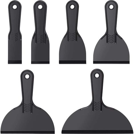 6 spatole di plastica Decalcomanie, carta da parati, imballaggi, toppe, pellicole per auto, adesivi per riparazione e verniciatura 1,5/2/3/4/6/8 pollici Nero (1/5)