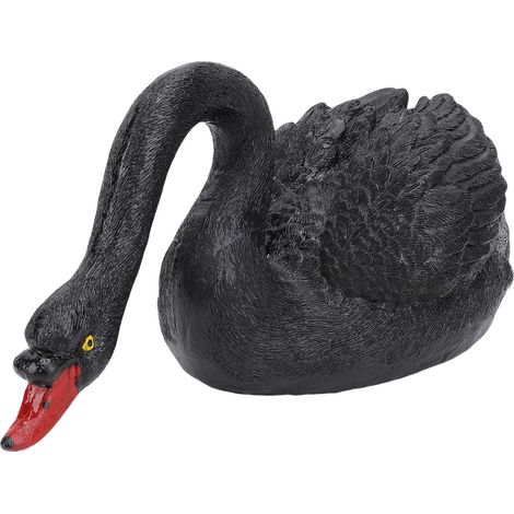Cygne en résine, statue flottante réaliste pour bassin de jardin, ornement noir (1/5)