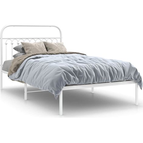 Maison Exclusive - Bettgestell mit Kopfteil Metall Weiß 107x203 c (1/5)