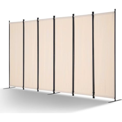 Paravent 6 panneaux pliable, cloison de séparation autoportante 311 x 180,5 cm, brise-vue pour bureau ou chambre (1/5)
