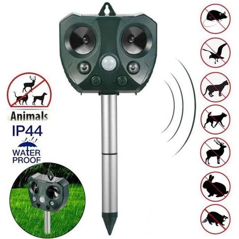 Répulsif Chat Ultrason Solaire Exterieur Sensibilité et Fréquence Réglable pour Repousser Animaux Nuisibles Protecteur de Jardin