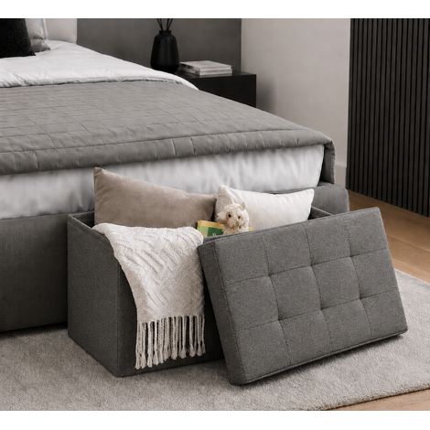 belviona Sitztruhe mit Stauraum, faltbare Sitzbank für Wohnzimmer, Flur oder Schlafzimmer, 80 l Volumen, 76x38x38 cm, grau (1/5)