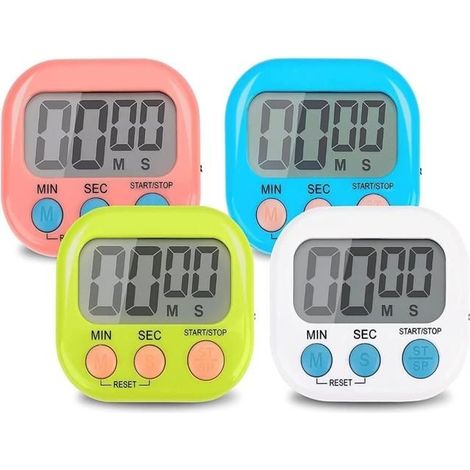 4 Pièces Coloré Minuteur Cuisine Magnetique, Digital Time Timer Enfant Apprentissage avec Écran LCD, Chronomètre Minuterie Aimanté (1/5)