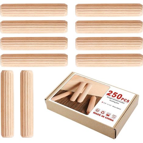 Holzdübel Riffeldübel Buche Möbel Tischler DIY Set 250 Stück 8x40mm (1/5)