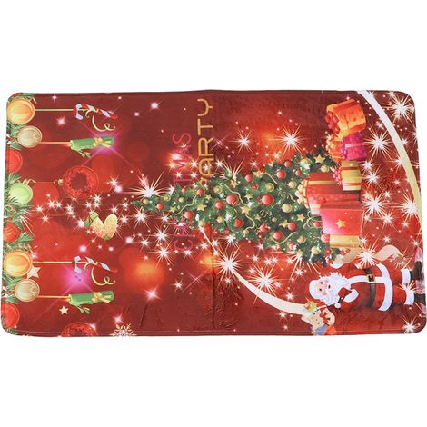 Alfombra antideslizante con estampado navideño – franela, 50 x 80 cm, para baño, cocina y oficina, decoración festiva, 100% nueva (1/5)