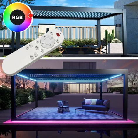 Pergola bioclimatica 6x3m apertura lamelle motorizzata con impianto led rgb - Antracite (1/5)