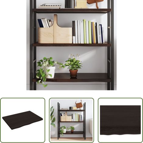 Wandregal Eiche - Wandregal Dunkelbraun 80x60x(2-4) cm Massivholz Eiche Behandelt (1/5)