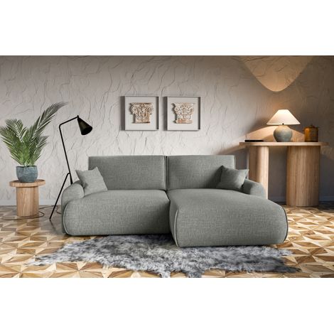 Divano letto angolare destro con vano contenitore Noboo in grigio direttamente dal produttore, consegna e installazione gratuite (1/5)