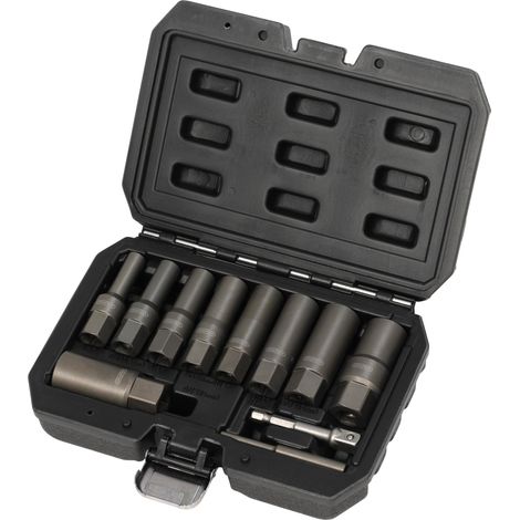 Draper 28197 Spiral Type Deep Bolt Extractor Set, 3/8"" Sq. Dr. (11 Piece)