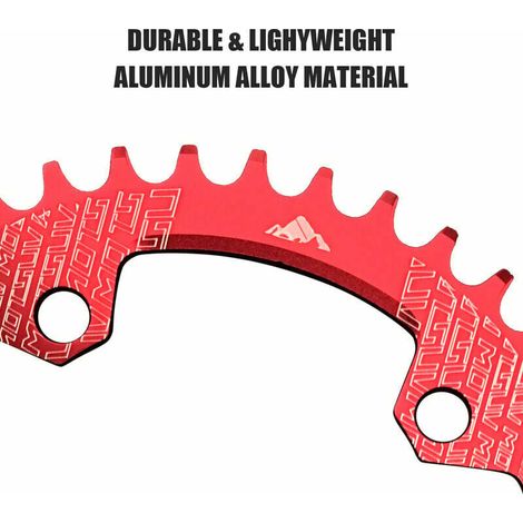 Automotive Adhesive Film Bike Chainring 32T/34T/36T/38T 104mm BCD 4 Bolt Bike Crank Bushing Fits 7/8/9/10/11 Speed, Model: 104BCD 34T Oval Disc Red