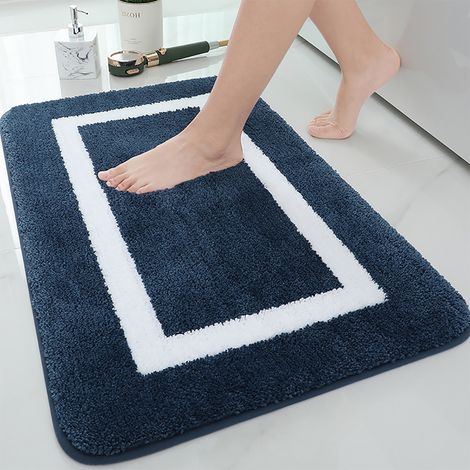 Tapis de bain antidérapant et lavable en microfibre douce à poils longs - 40 x 60 cm, gris (1/5)