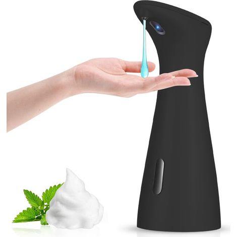 Distributeur de savon automatique noir mat 200 ml, électrique sans contact, capteur infrarouge, IPX7 étanche pour lavabo et salle de bain (1/5)