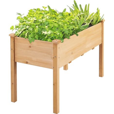 Yaheetech Fioriera da Esterno in Legno Fioriera Giardinaggio Lettino per Piante da Giardino Letto Orto in Legno Naturale Rettangolare da Balcone Aiuola Rialzata 120 x 51 x 77 cm