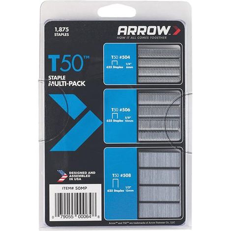 ARROW T50 Staples Multi Pack 6mm, 10mm & 12mm