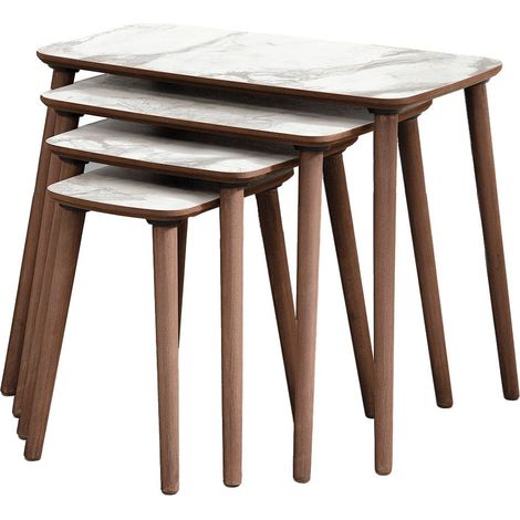 Tavolino da nido in legno "Luci" 4 pezzi 70 x 40 x 55 cm - Bianco