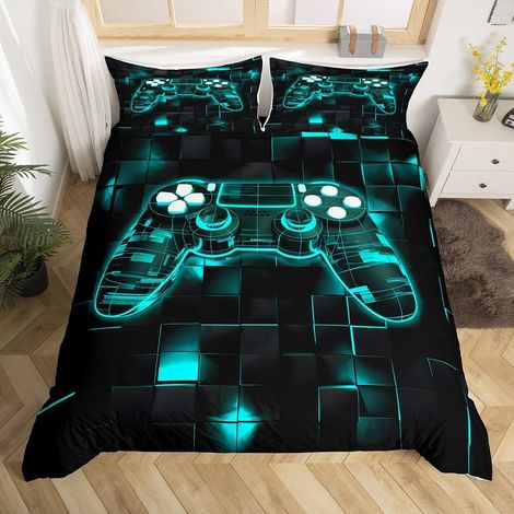 Housse de Couette 140x200 cm Motif Gamer 2 Pièces d'oreiller - 140x200cm + 1 Taie Oreiller 65x65cm (1/5)