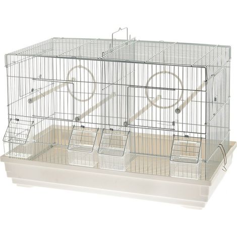 Cage complète pour canaris 58x32x37cm – En plastique – Modèle Padova – Pour intérieur et extérieur – Ferribiella