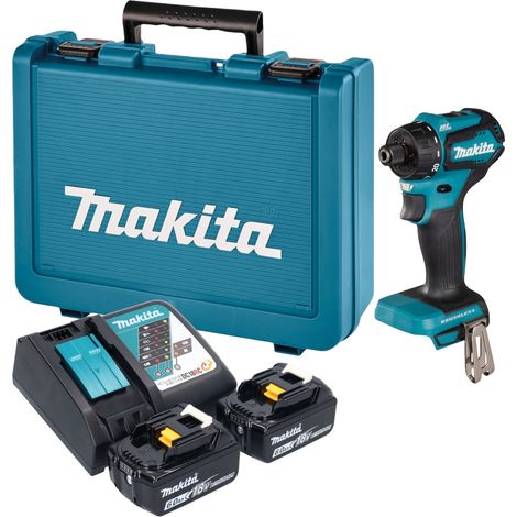 Taladro atornillador a batería Makita DDF 083 RGE de 18 V, 40 Nm, 1/4'' sin escobillas + 2 baterías de 6,0 Ah + cargador + maletín (1/5)