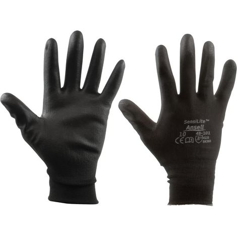 SW-Stahl 11562L Nylon Feinstrickhandschuhe Größe 10/XL I schwarze Arbeitshandschuhe 1 Paar mit PU-Beschichtung