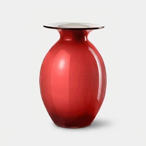 Vaso decorativo in vetro artigianale Bombetta - Rosso (1/2)