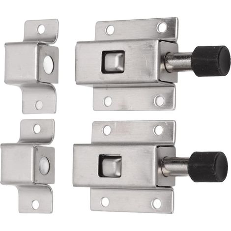 2 jeux de verrous de porte anti-effraction en acier inoxydable, verrous à ressort automatiques pour portes coulissantes, installation sécurisée, adaptés à tous types de portes (1/4)