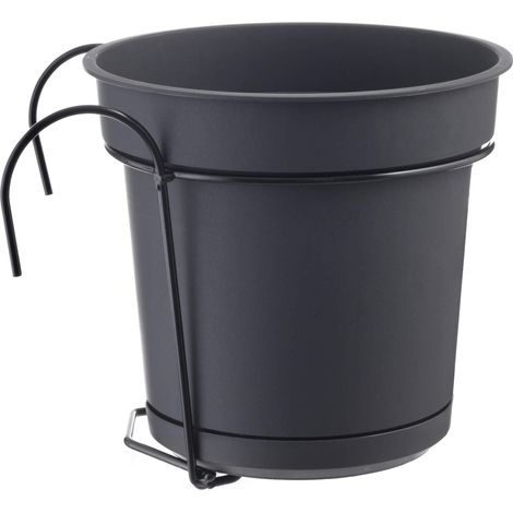 Vaso con Supporto in metallo per balcone "Hydral" per fiori e piante -Bianco