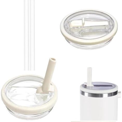 2 x Couvercle de tasse - avec 2 pailles - Bouteilles d'eau - 30OZ - Convient pour tasse Stanley (1/5)