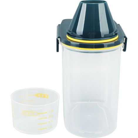 Boîte de conservation pour céréales (riz), distributeur, bec verseur hermétique, récipient de stockage alimentaire avec doseur, transparent, 1,5 kg, vert (1/5)