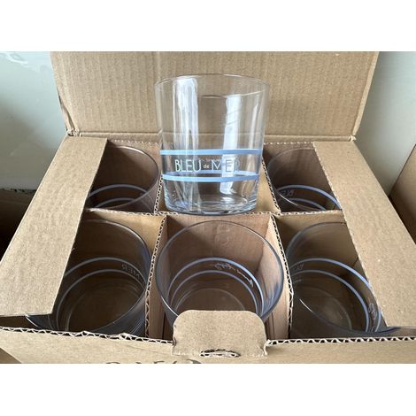 Lot de 6 verres à vin bleu de mer - 25 cl - Neufs