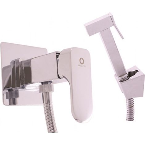Mitigeur bidet à support fixe avec douchette YUKON en laiton chromé-Argenté-Argenté-Douchette chromée---Douchette chromée (1/3)
