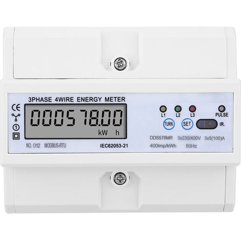 Compteur d'énergie LCD RS485, 3 phases, 4 fils, avec affichage du facteur de puissance, tension, courant, fréquence