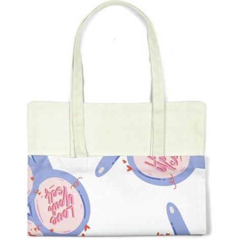 Sac Shopping - Coton Réutilisable 34 x 40 cm - Anses Longues 30 cm - Usage Courses et Quotidien - 1 Pièce (1/4)