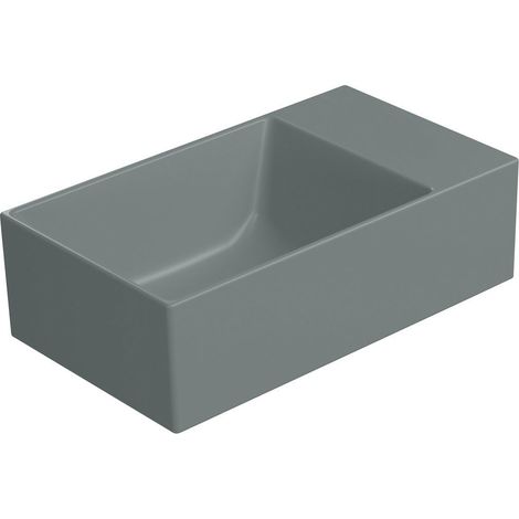 Lavabo en céramique KUBE X 40x23cm, sans trou pour robinetterie, droite/gauche, agave mat (1/4)