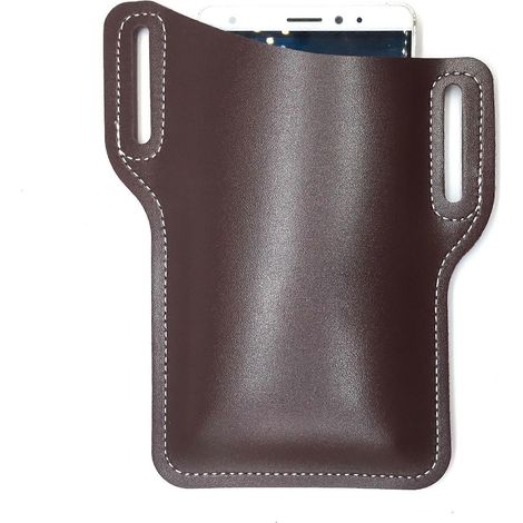 Étui de téléphone portable en cuir marron pour homme, étui universel avec passant de ceinture, pochettes pour téléphone pour homme (1/5)