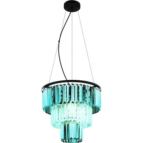 Lampadario con cristalli di vetro, lampada a sospensione, lampada a sospensione in cristallo, sala da pranzo, trasparente fumé, dimmerabile con telecomando, 3x LED RGB 8,5W 806Lm, DxH 40x120 cm