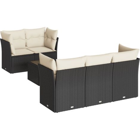 Maison Exclusive - Set de comedor de jardín 7 pzas y cojines ratá (1/3)